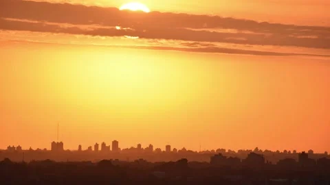 Time lapse of sunset over city of Buenos Aires Stock Footage 139163684
