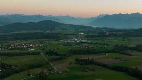 Time-Lapse Of The Sunset Over Forel, Switzerland Stock Footage 252776941