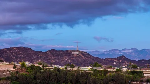 Time Lapse of Sunset over Hollywood Sign Stock Footage 74673578