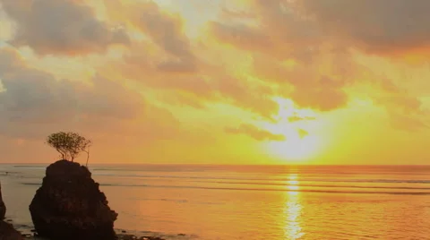 Time Lapse Sunset over Impossibles Surf Break, Bali 1080 Stock Footage 40750149