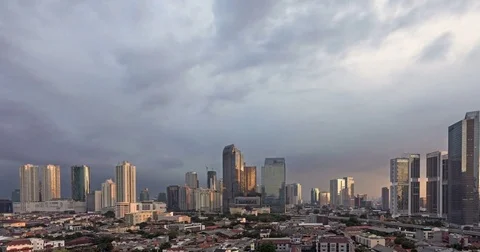 Time lapse of sunset over Jakarta city Видео 81812216