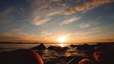 Time lapse: sunset over the lake Stock Footage 67448443