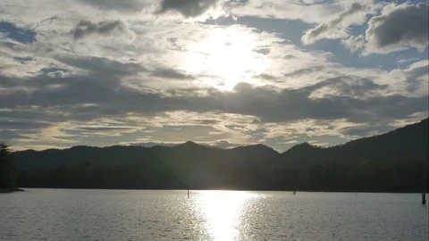 Time Lapse of Sunset over the lake Stock-Footage 130779124