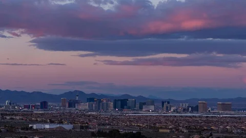 Time Lapse of Sunset Over the Las Vegas Strip Skyline Stock Footage