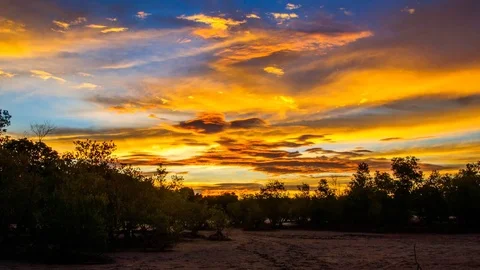 Time lapse of a sunset over a mangrove forest in Madagascar 動画素材 70159941
