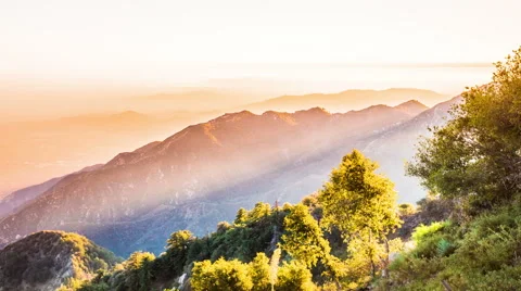 Time Lapse - Sunset over Mountain Ranges Stock Footage 53553766