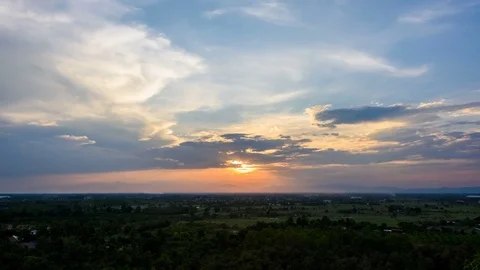 Time lapse - sunset over the mountain hills (zoom shot) Stock Footage 76193054