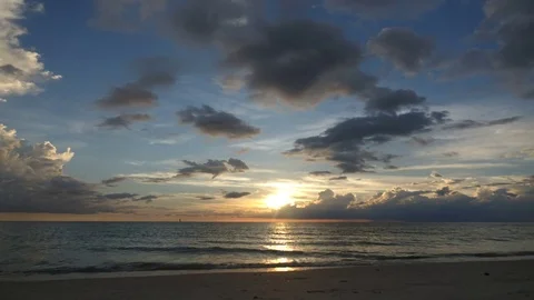 Time Lapse of Sunset Over Ocean Stock Footage 77168925