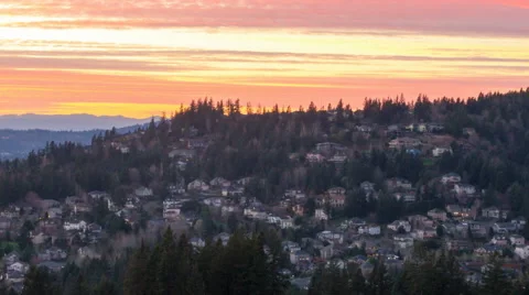 Time Lapse of Sunset Over Residential Homes in Suburban Happy Valley in Oregon Stock Footage 47463698