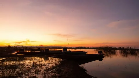 Time lapse sunset over river Stock Footage 146731456