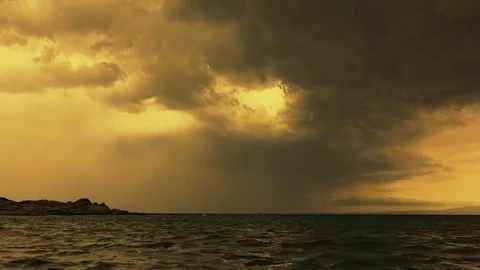 Time-lapse sunset over sea Stock Footage 94836846