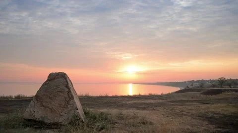 Time lapse of sunset over the Sea of Azov coast Stock Footage 137428063