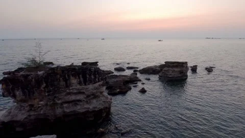 Time lapse sunset over tropical bay seen from top of mountain Stock Footage 158842205