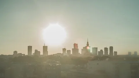 Time lapse. Sunset over Warsaw. Stock Footage 87330424