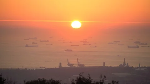 Time lapse sunset over water in Istanbul, Turkey. Golden hour perfect Stock Footage 90443321