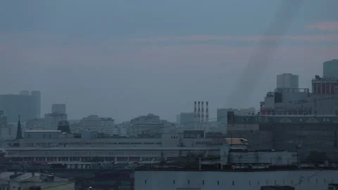 Time Lapse sunset panorama with sun and clouds over town Stock Footage 311042983