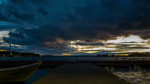 Time lapse of sunset at pier Stock Footage 66428017