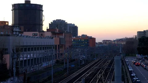 Time-Lapse Sunset on Railway 库存影片 123919828