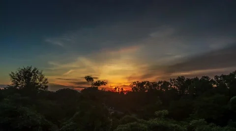 Time lapse of sunset with rays of light in the forest. 스톡 동영상 42606864