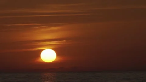 Time Lapse Sunset Red Sky and Beautiful Sea Footage Background Sun of Sunshine Stock Footage 207723391