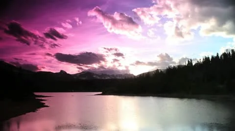 Time lapse Sunset Reflection Lake &amp; Rockies #6 動画素材 11135939