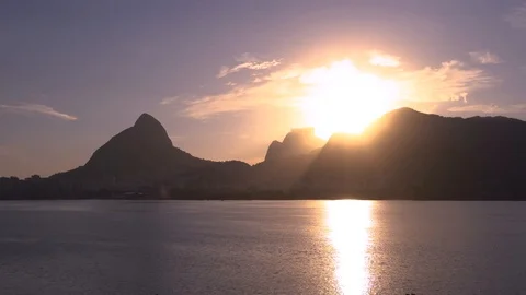 Time lapse of sunset in Rio de Janeiro Rodrigo de Freitas Lagoon Stock Footage 108874622
