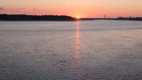 Time lapse of sunset on the river bank Stock Footage 280791373