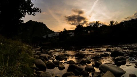 Time Lapse Sunset On The River Stock Footage 94869225