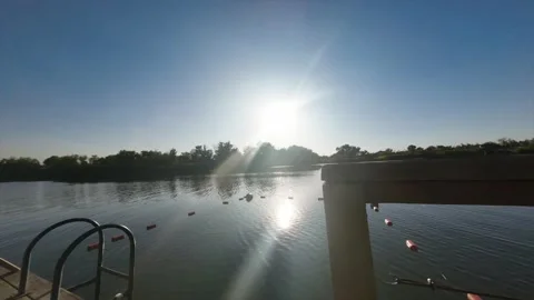 Time-lapse sunset on the river. Stock Footage 229652195