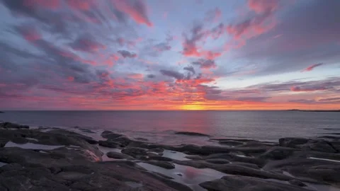 Time lapse at sunset on a rocky beach in Norway Stock-Footage 246469718