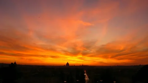Time lapse Sunset in Rome Stock Footage 12121575