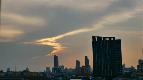 Time-lapse of the sunset scene and twilight sky in Bangkok Stock Footage 236306687