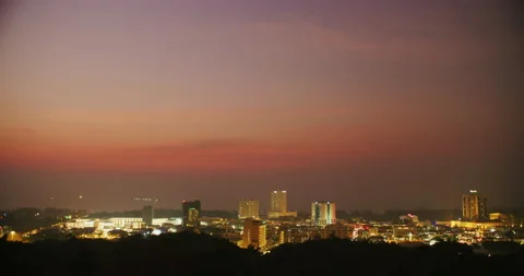 Time Lapse At A Sunset Scenic Overlook of Miri, East Malaysia Stock Footage 147737204