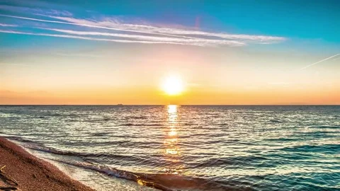 Time Lapse Sunset Sea Stock Footage 84227046
