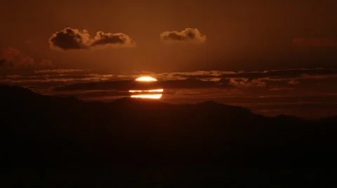 Time-Lapse Sunset  At Sea From A Height Stock Footage 64008814