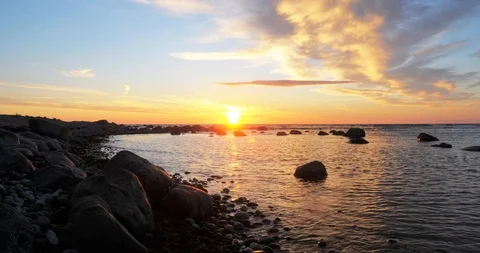 Time lapse of sunset on the seaside Stock Footage 101740362
