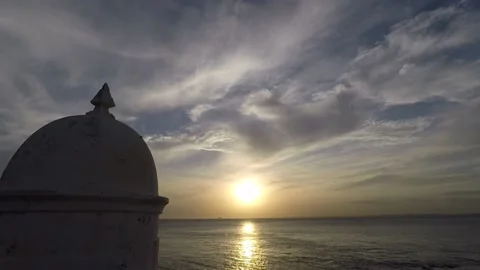 Time lapse sunset seen from the Saint Mary Fort in Salvador Bahia Stock Footage 132734237