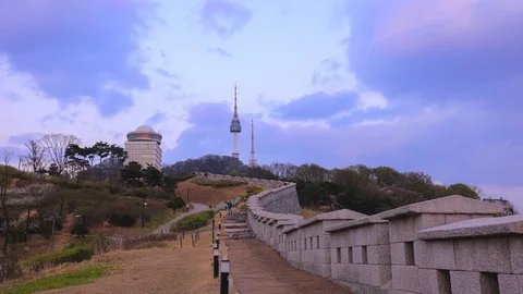 Time Lapse Sunset of Seoul tower South Korea. Stock-Footage 98263331