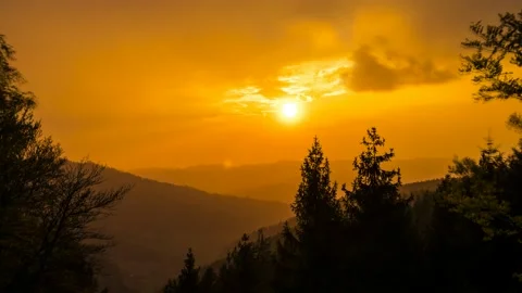 Time Lapse Sunset Silhouette Black Forest Schwarzwald 4K Stock Footage 176841231
