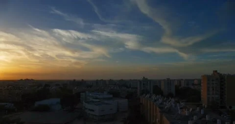 Time-Lapse of sunset in a simple city neighborhood Stock Footage 92347093