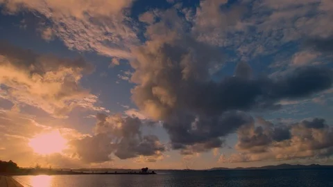 Time lapse. Sunset sky and ocean. Stock Footage 100845967