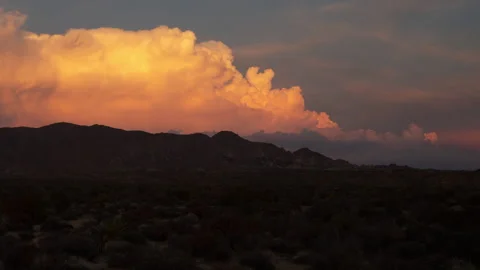 Time lapse of a sunset summer thunderstorm in Joshua Tree National Park Stock Footage 204767270