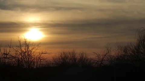 Time Lapse. Sunset Of A Sun In The March Day Video stock 73116090