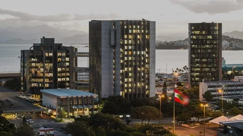 Time lapse of sunset at the Tancredo Neves Square 2K Stock Footage 89707547