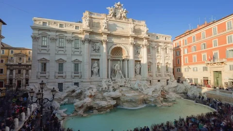Time lapse, sunset time, Trevi Fountain in Rome, Italy Stock Footage 106500826