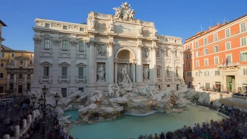 Time lapse, sunset time, Trevi Fountain in Rome, Italy Stock Footage 106749470