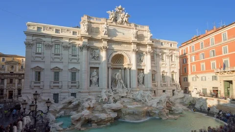 Time lapse, sunset time, Trevi Fountain in Rome, Italy Stock Footage 110371586