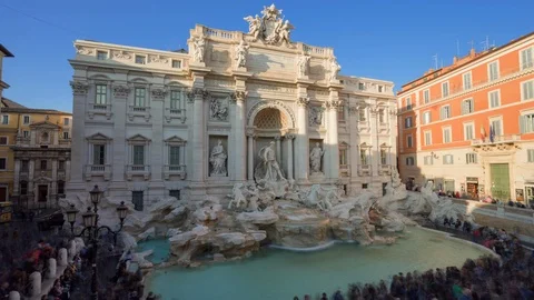Time lapse, sunset time, Trevi Fountain in Rome, Italy Stock Footage 117941021