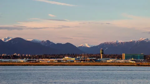Time Lapse Sunset times at YVR Airport Stock Footage 22917655