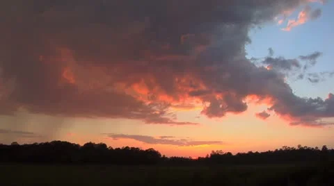 Time-lapse sunset at twilight with lower third tree line time-lapse Stock Footage 10832841